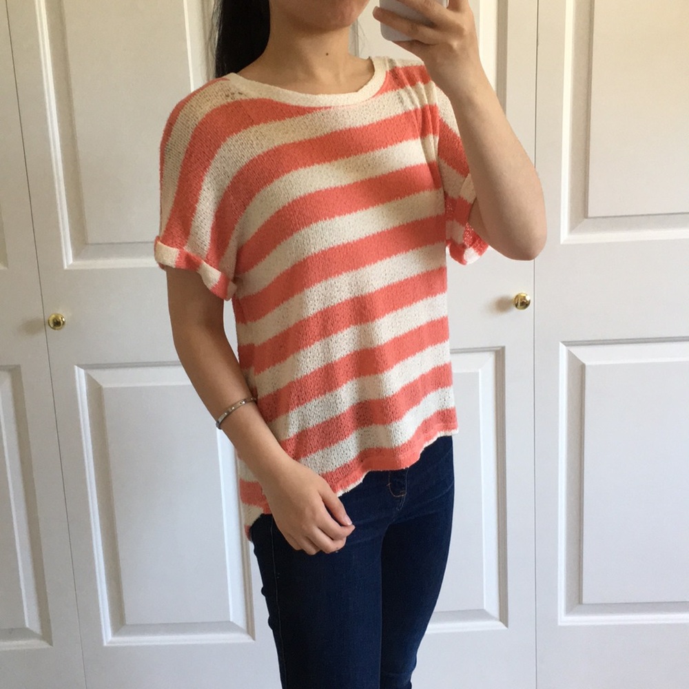Forever 21 - Orange & White Stripe Knit Top - Picture 2 of 8
